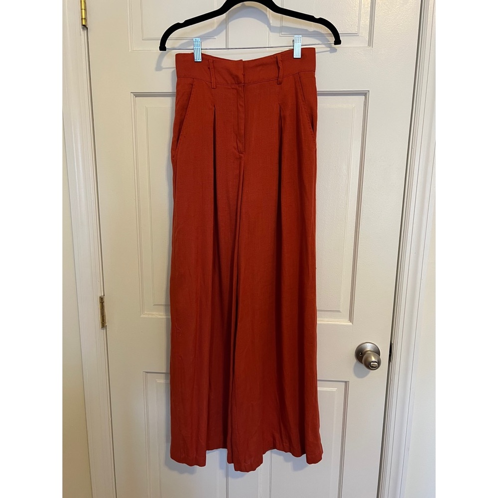 Shein extra wide leg high waisted rust orange pants